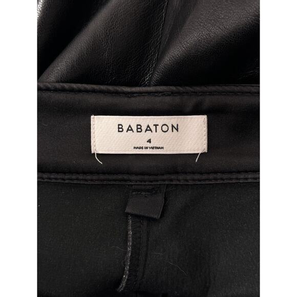 Aritzia Pants 4 Womens Babaton Command Cropped Black Vegan Leather Mid Rise - Picture 6 of 7